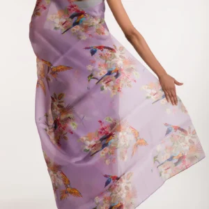 Scarlet Lilac Satin Organza Saree