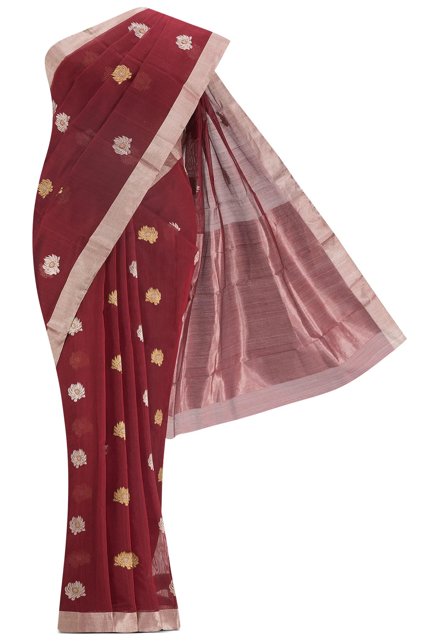 Navya Maroon Chanderi Silk Cotton Saree
